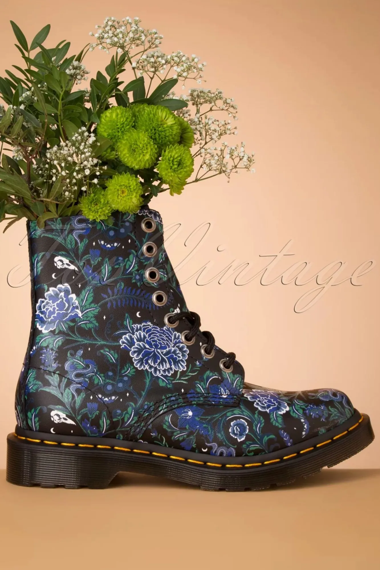Outlet 1460 Pascal Backhand Mystic Garden Bloemenlaarzen In Zwart Vrouwen Booties & Laarzen