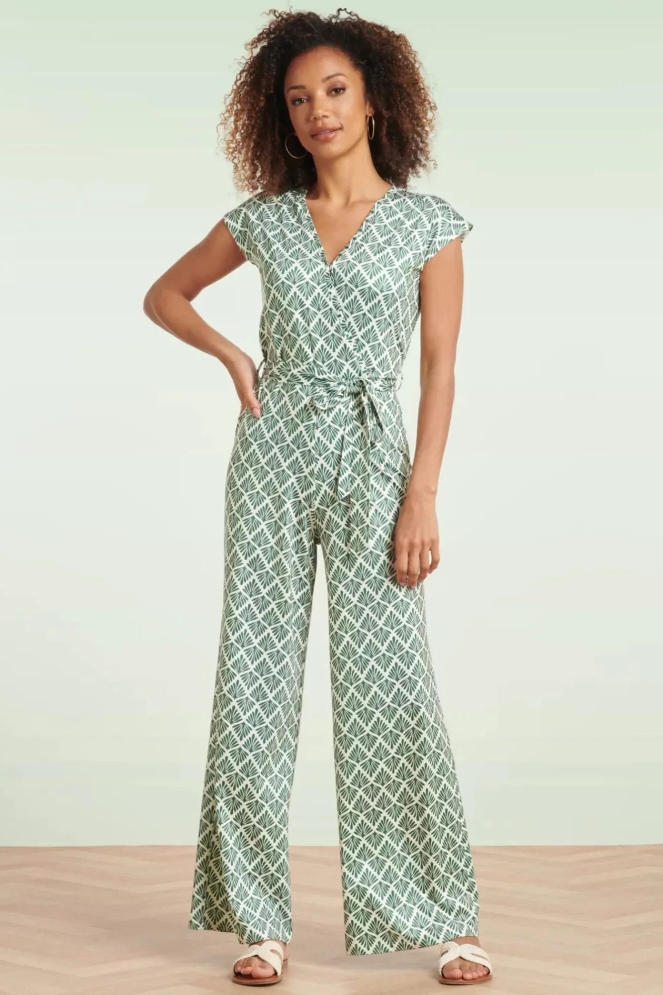 New Adeline Jumpsuit In Legergroen En Gebroken Wit Vrouwen Playsuits & Jumpsuits
