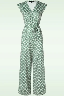 New Adeline Jumpsuit In Legergroen En Gebroken Wit Vrouwen Playsuits & Jumpsuits