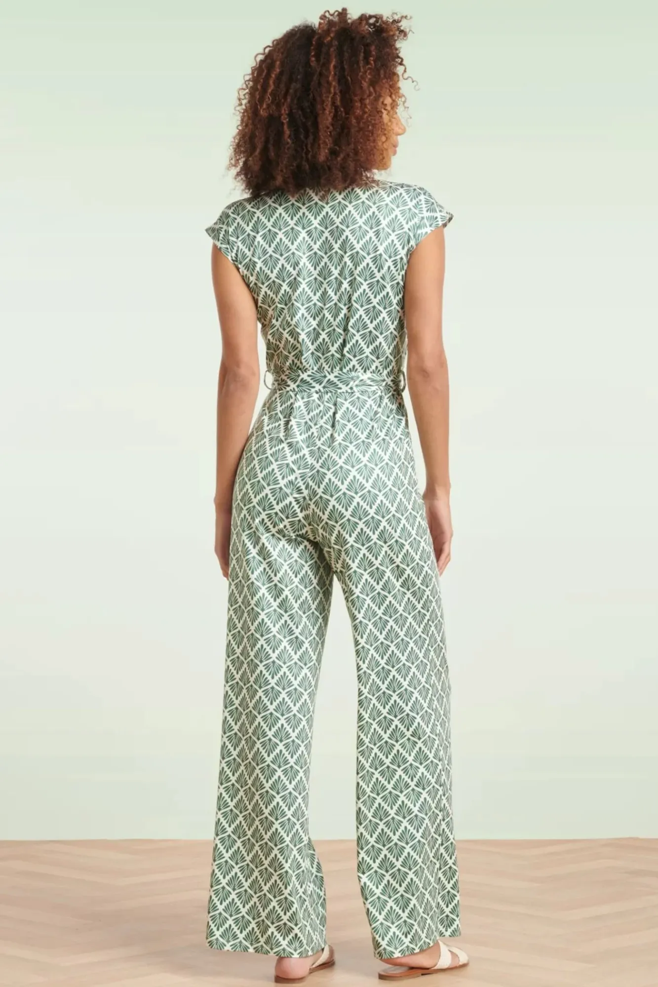 New Adeline Jumpsuit In Legergroen En Gebroken Wit Vrouwen Playsuits & Jumpsuits