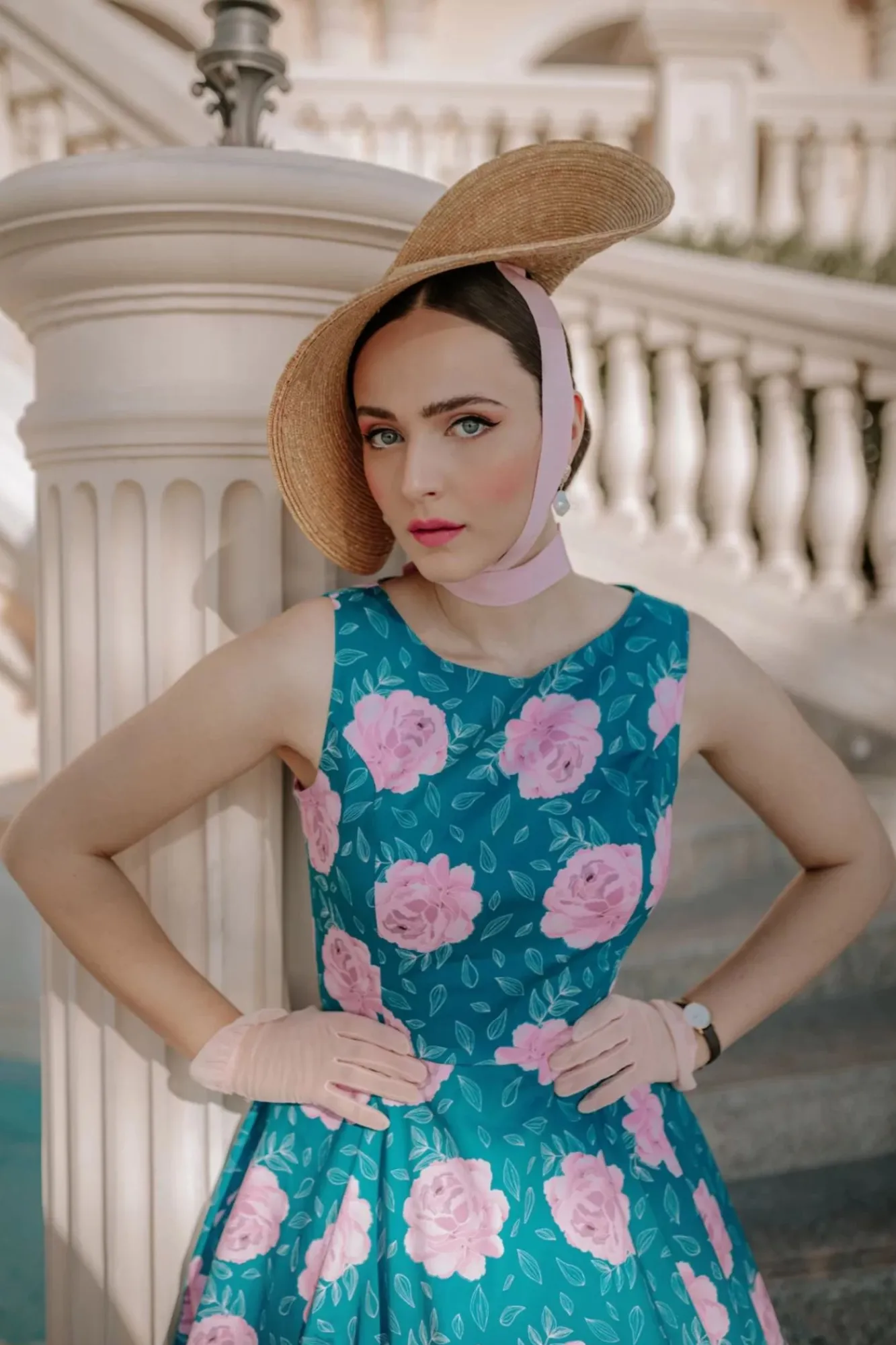 Outlet Adriana Swingjurk Met Bloemenprint In Groenblauw Blauw Vrouwen Plus Size Jurken