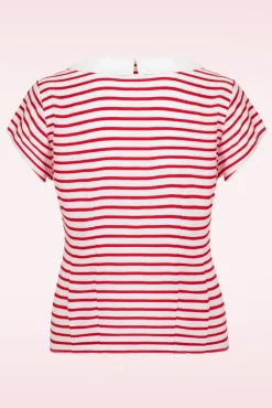 Clearance Ahoy Blouse In Wit En Rood Vrouwen Blouses