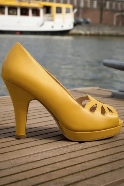 New Angie Monaco Peeptoe Pumps In Mango Mojito Vrouwen Pumps