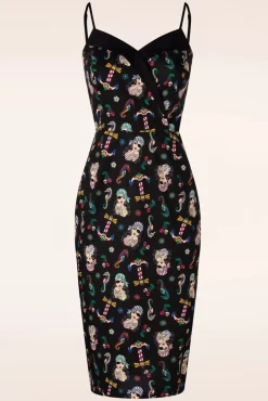 Online Anker Pin-Up Penciljurk In Zwart Vrouwen Strakke Jurken