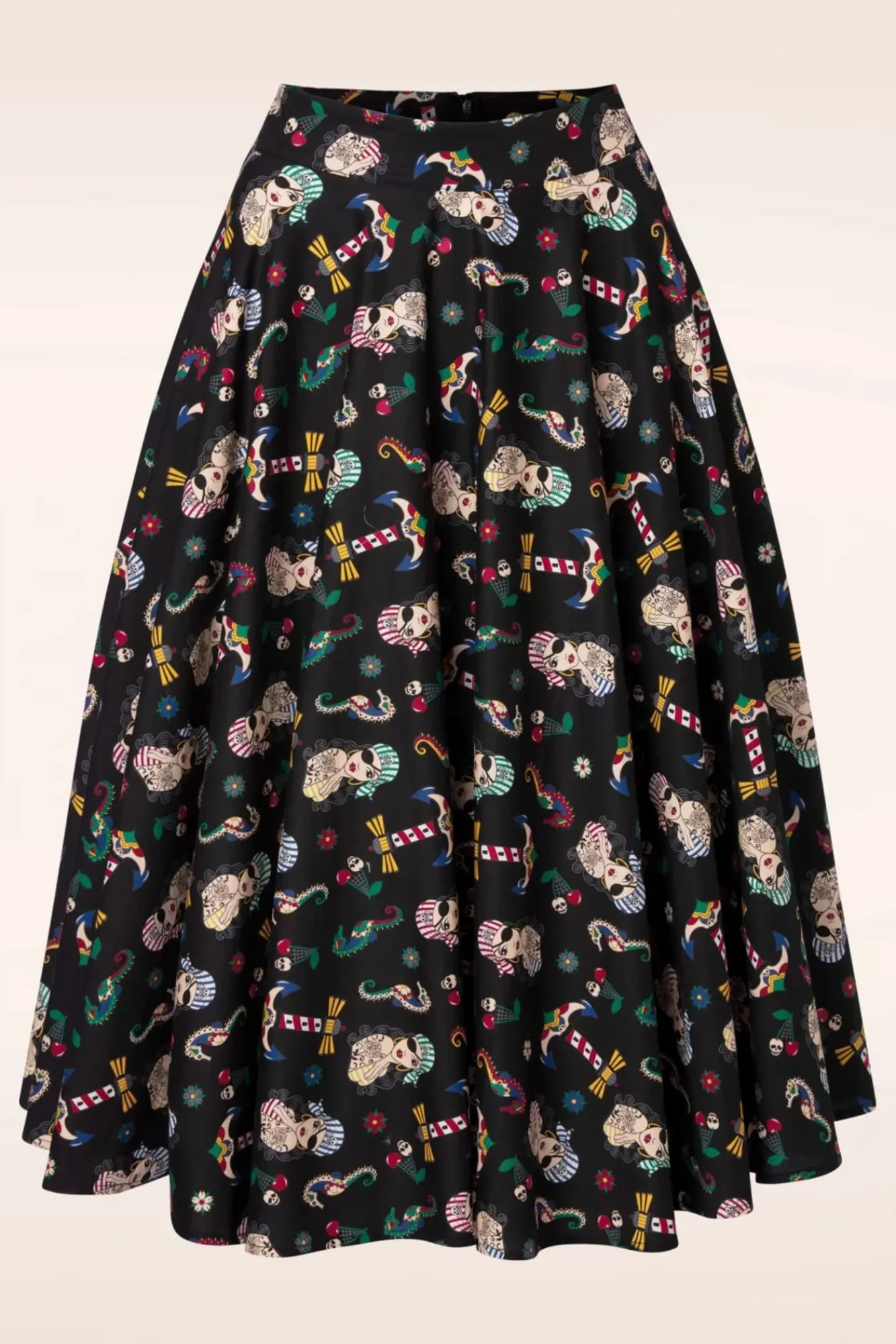 Hot Anker Pin-Up Swingrok In Zwart Vrouwen Rokken