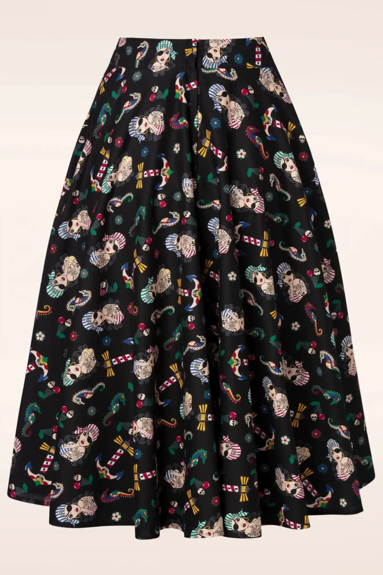 Hot Anker Pin-Up Swingrok In Zwart Vrouwen Rokken