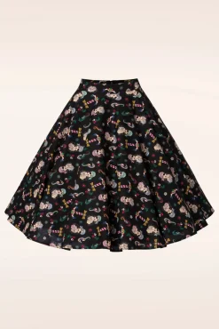 Hot Anker Pin-Up Swingrok In Zwart Vrouwen Rokken