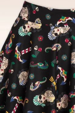 Hot Anker Pin-Up Swingrok In Zwart Vrouwen Rokken
