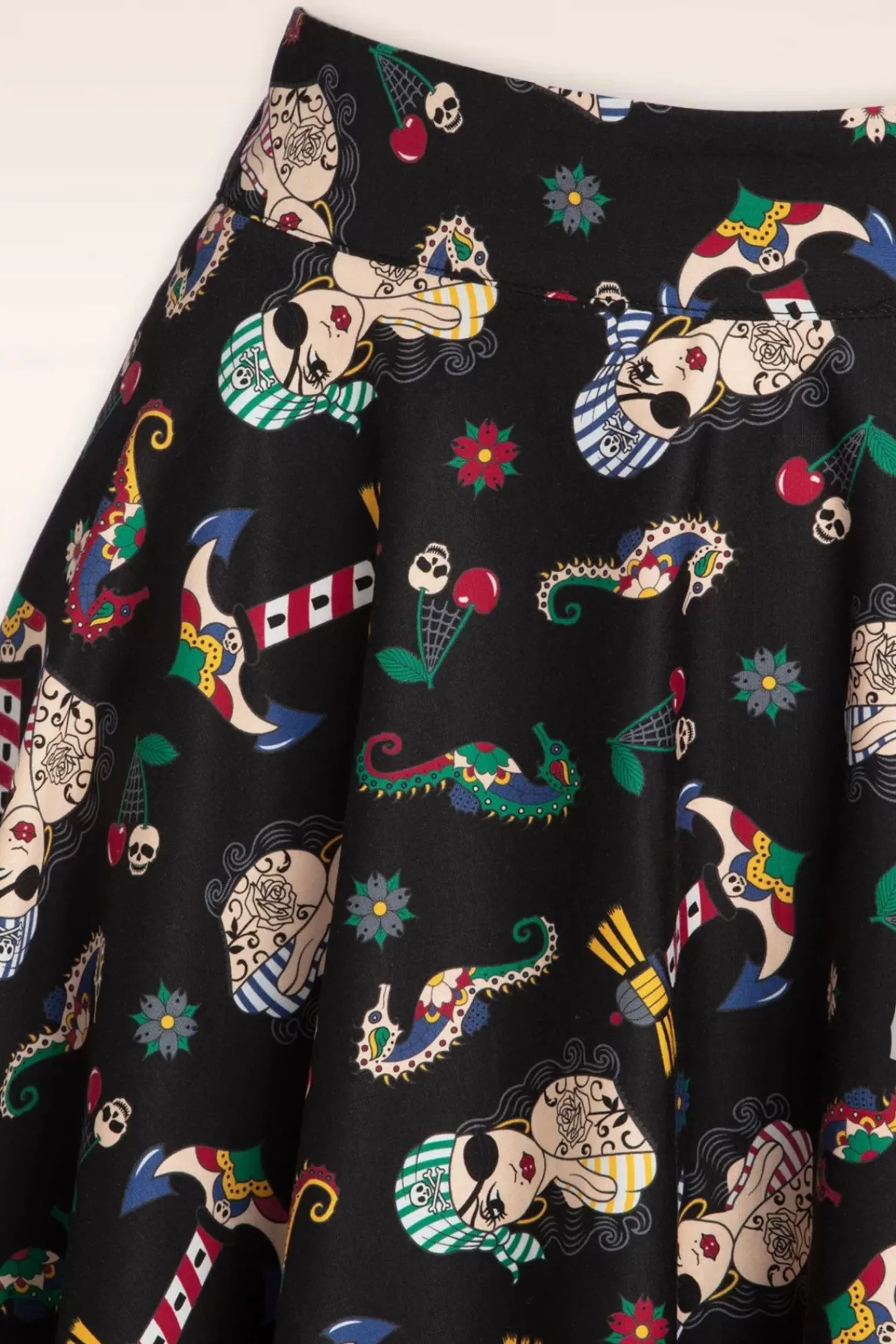 Hot Anker Pin-Up Swingrok In Zwart Vrouwen Rokken