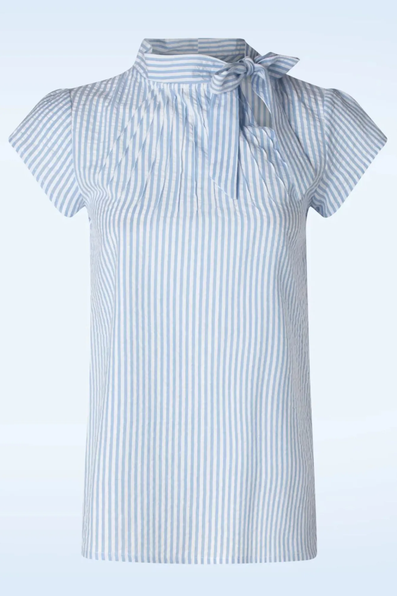 Outlet Anna Gestreepte Top In Lichtblauw Vrouwen Blouses