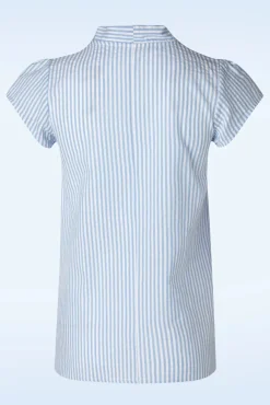 Outlet Anna Gestreepte Top In Lichtblauw Vrouwen Blouses