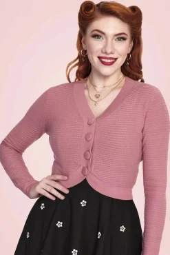 Outlet Ariane Getextureerd Gebreid Cropped Vest In Roze Vrouwen Vestjes