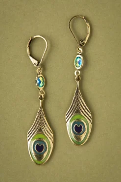 New Art Nouveau Pauwenveer Oorbellen In Messing Vrouwen Sieraden