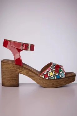 Hot Aruba Leather Platform Sandals In Rood En Multi Vrouwen Sandalen