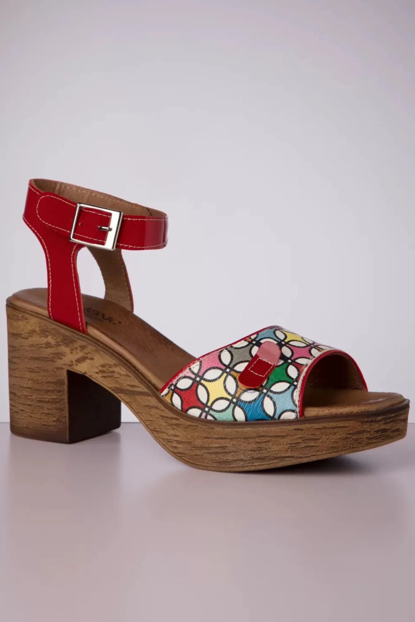 Hot Aruba Leather Platform Sandals In Rood En Multi Vrouwen Sandalen