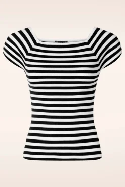 New Audrey Gestreepte Top In Zwart Vrouwen Tops
