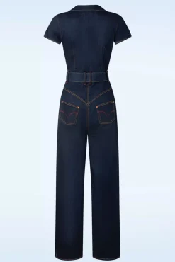 Discount Audrey Jumpsuit Short Sleeve In Donkerdenim Vrouwen Playsuits & Jumpsuits