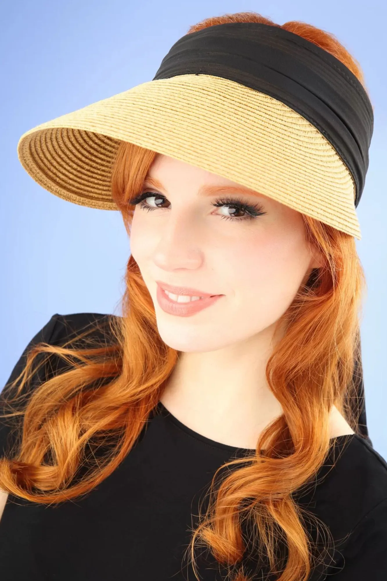 Discount Augusta Strohoed Met Klep In Naturel En Zwart Vrouwen Hoeden & Fascinators