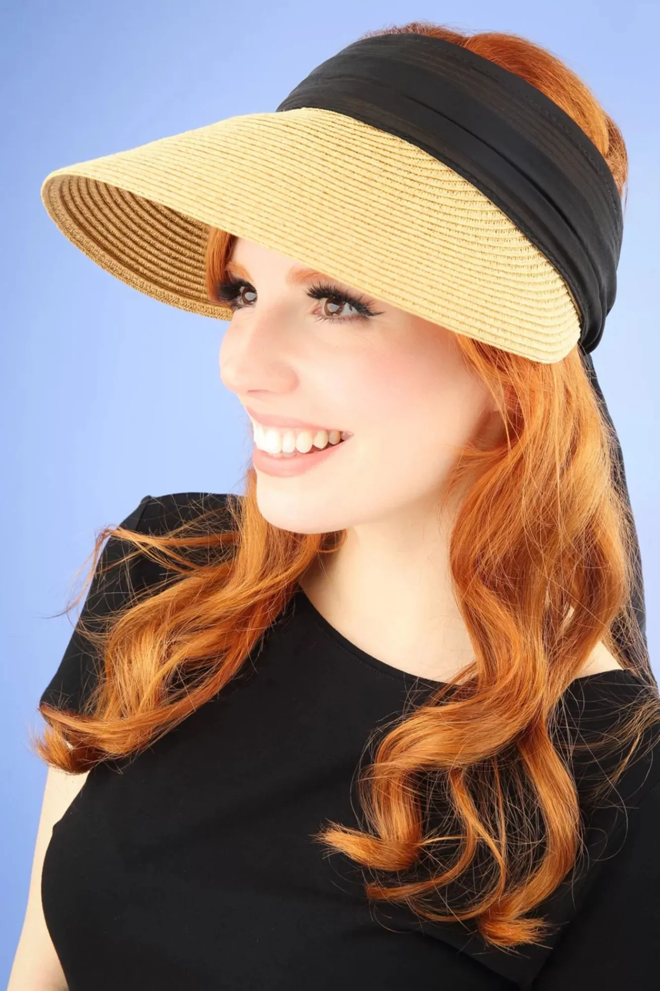 Discount Augusta Strohoed Met Klep In Naturel En Zwart Vrouwen Hoeden & Fascinators