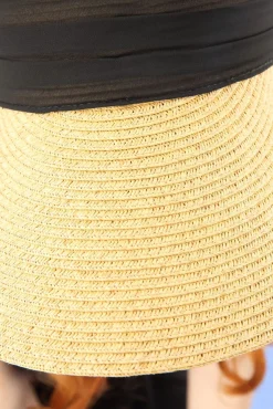 Discount Augusta Strohoed Met Klep In Naturel En Zwart Vrouwen Hoeden & Fascinators