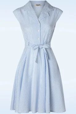 Sale Ava Gestreepte Jurk In Lichtblauw Vrouwen Swing Jurken
