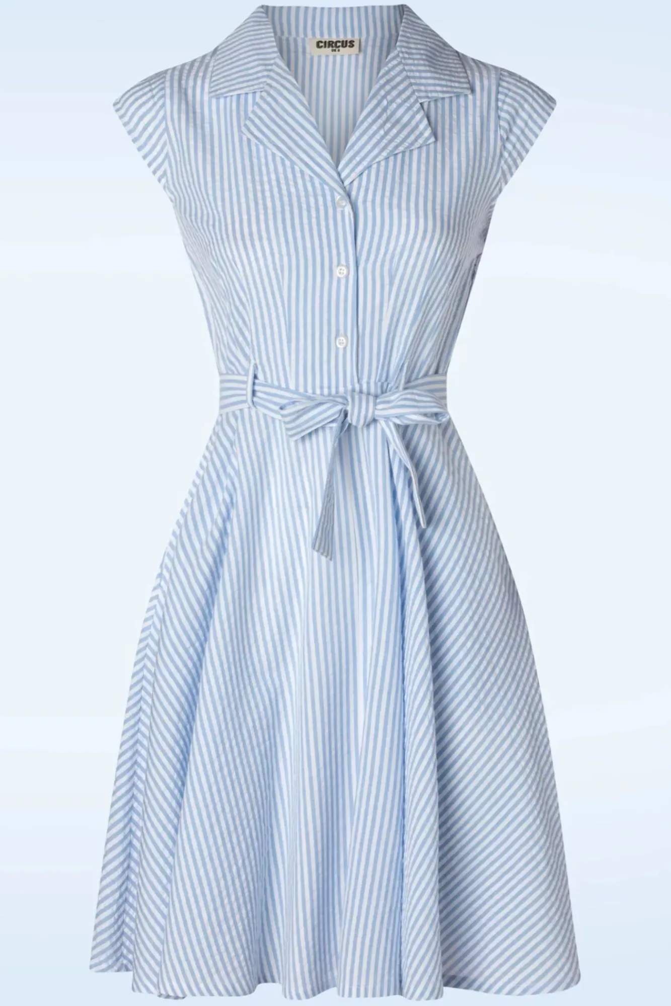 Sale Ava Gestreepte Jurk In Lichtblauw Vrouwen Swing Jurken