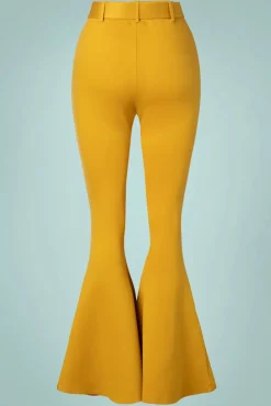 Sale Bengaline Uitlopende Broek Met Riem In Mosterd Vrouwen Broeken