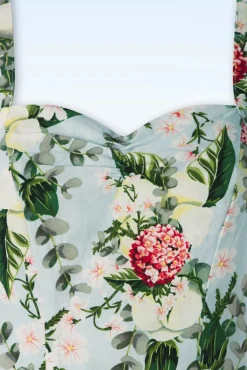 Clearance Bloom Halter Swing Jurk In Lichtblauw Vrouwen Swing Jurken