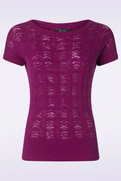 Discount Boatneck Top Scallop In Levendig Paars Vrouwen Truitjes