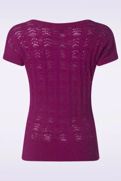 Discount Boatneck Top Scallop In Levendig Paars Vrouwen Truitjes