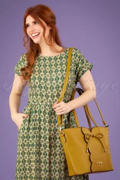 Best Bow Front Geschulpte Shopper Tas Mosterd Geel Vrouwen Tassen