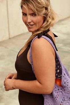 Online Bow Rib Badpak In Chocolade Vrouwen Badpakken