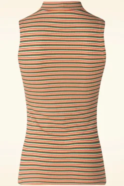 New Boxy Stripe Turtle Top In Ponderosa Groen Vrouwen Tops