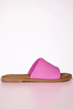 Discount Britt Lederen Slippers In Roze Vrouwen Slippers