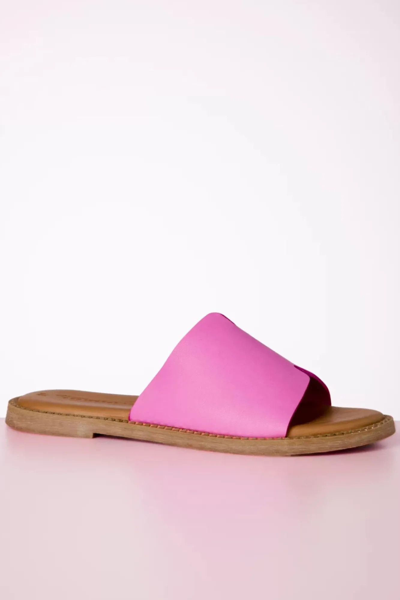 Discount Britt Lederen Slippers In Roze Vrouwen Slippers