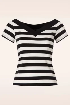 Online Caitlin Strepen Top In Zwart En Wit Vrouwen T-Shirts
