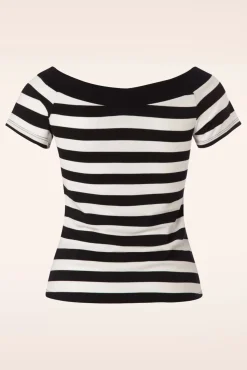 Online Caitlin Strepen Top In Zwart En Wit Vrouwen T-Shirts