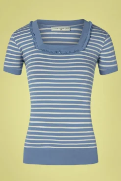 New Call Me Again Gestreepte Top In Blauw Vrouwen T-Shirts