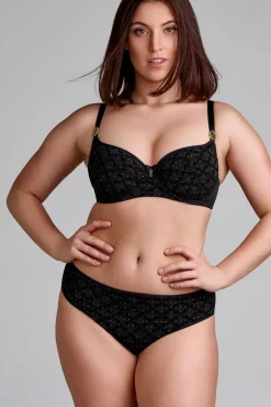 Sale Calliope Brazilian Slip In Zwart En Goud Vrouwen Lingerie