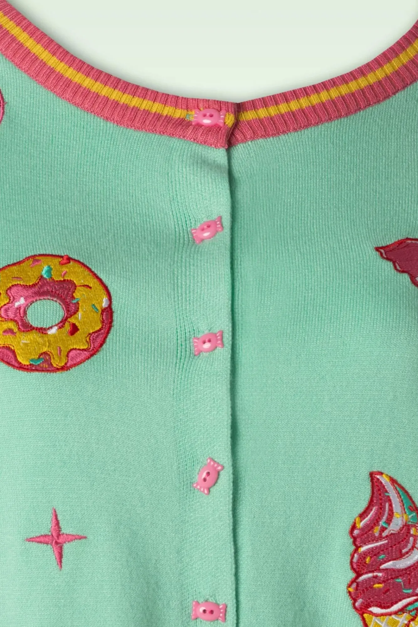 Candy Patch Cardigan In Mint Vrouwen Vestjes