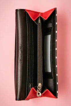 Clearance Carla Bow Polka Portemonnee In Zwart En Rood Vrouwen Portemonnees