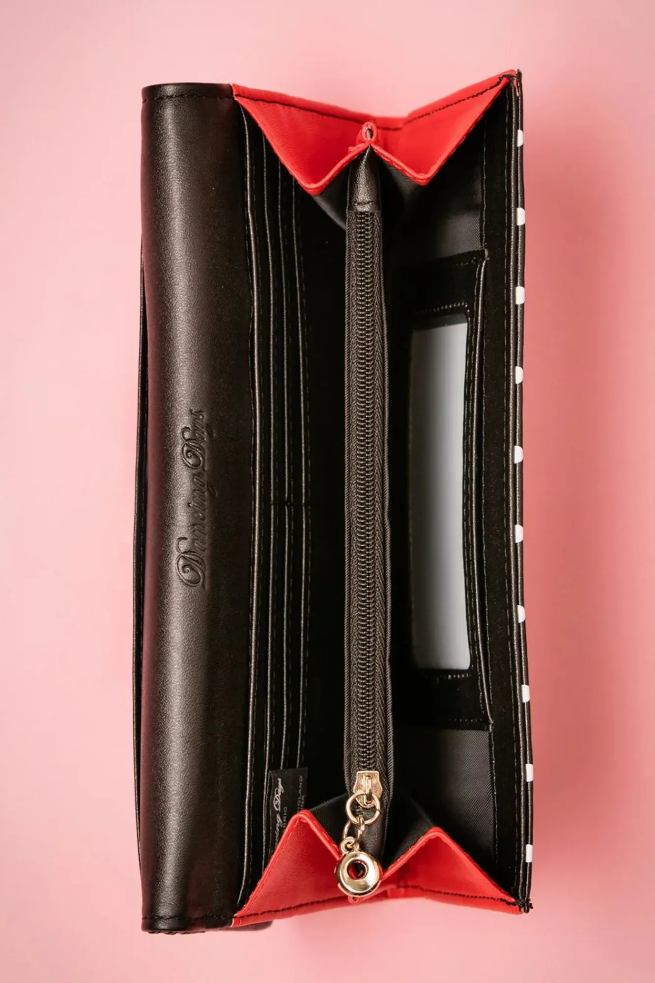 Clearance Carla Bow Polka Portemonnee In Zwart En Rood Vrouwen Portemonnees