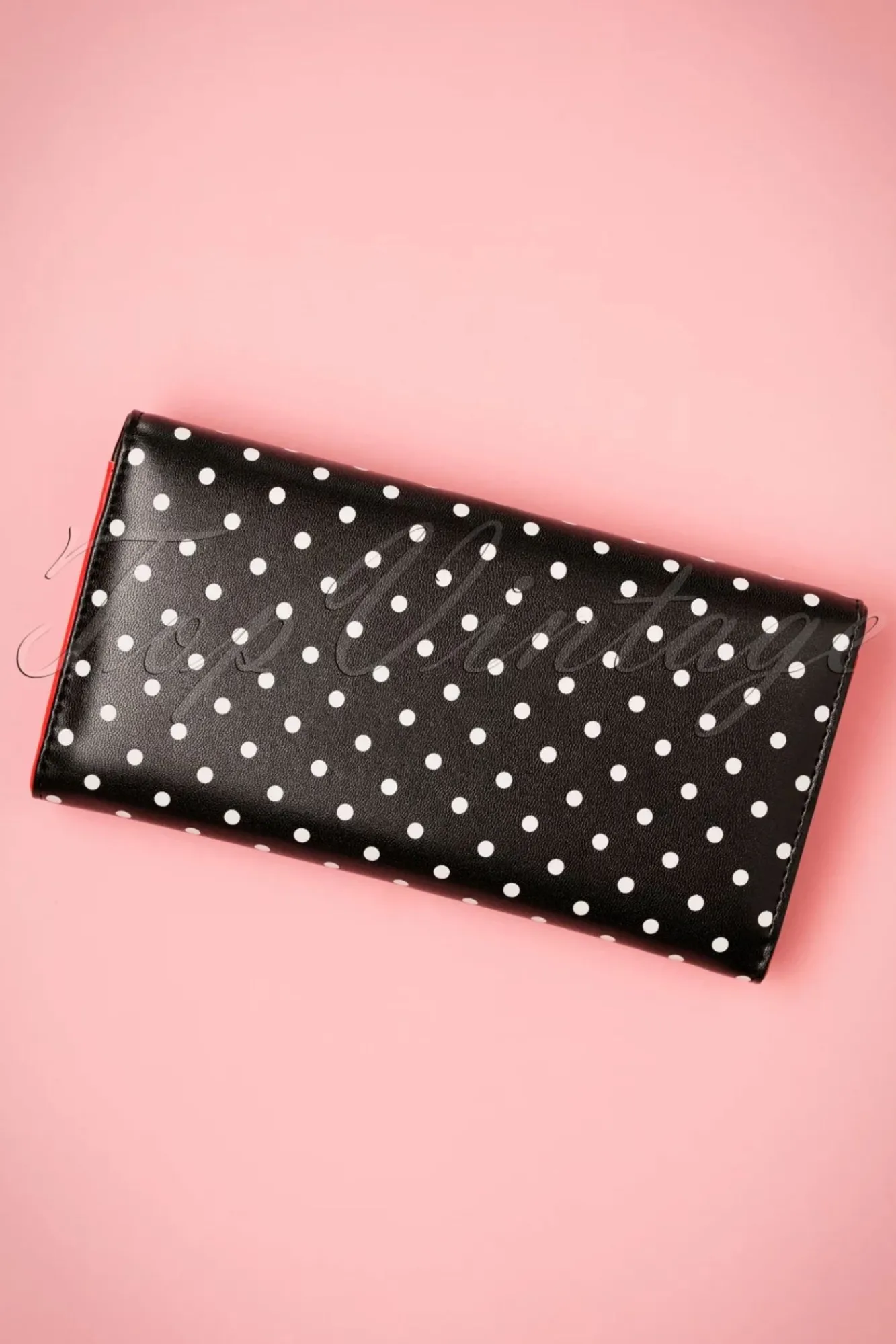 Clearance Carla Bow Polka Portemonnee In Zwart En Rood Vrouwen Portemonnees