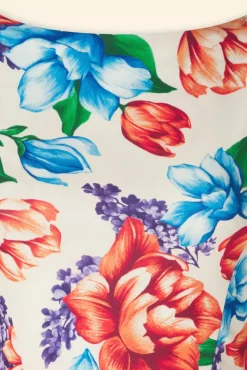 Sale Cindi Floral Swing Jurk In Creme Vrouwen Plus Size Jurken