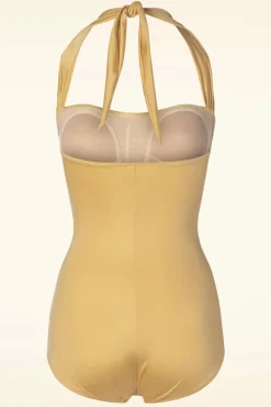 New Classic Fifties One Piece Badpak In Goud Vrouwen Badpakken