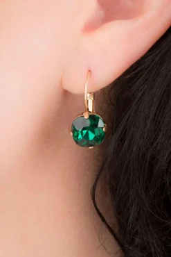 Cushion Cut Stone Oorbellen In Smaragdgroen Vrouwen Sieraden