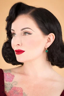 Cushion Cut Stone Oorbellen In Smaragdgroen Vrouwen Sieraden