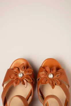 Hot Daisy Leren Sandalen In Cognac Vrouwen Sandalen