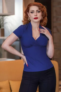 Online Danny Lee Blouse In Koningsblauw Vrouwen Tops