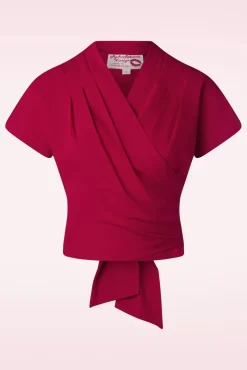 Darla Wikkelblouse Met Korte Mouwen In Rood Vrouwen Blouses
